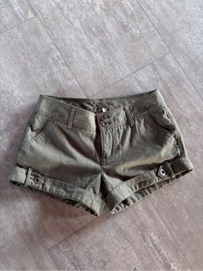 Free People Olive Green Roll-Up Bermuda Shorts